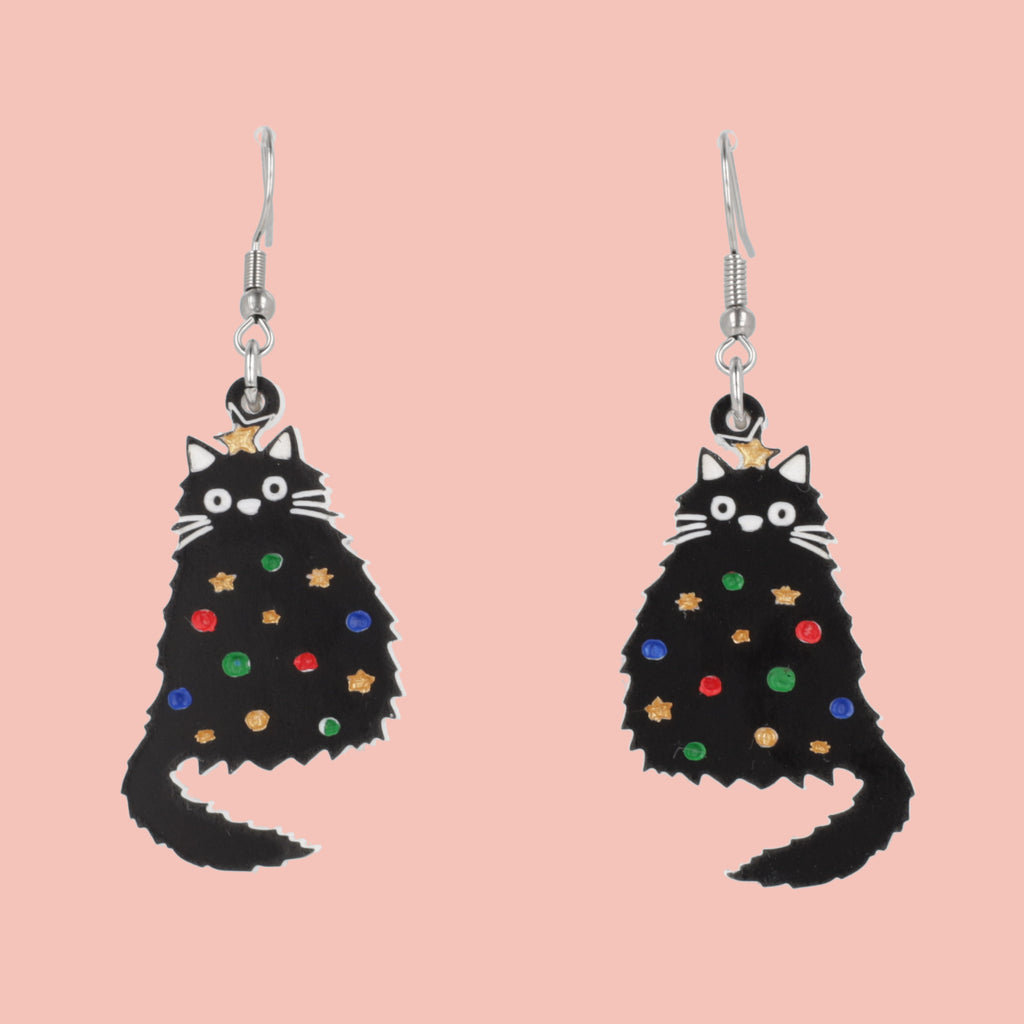 Meowy Christmas Earrings - Sour Cherry
