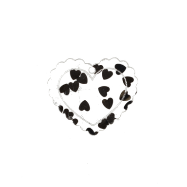 Black Confetti Heart Charm