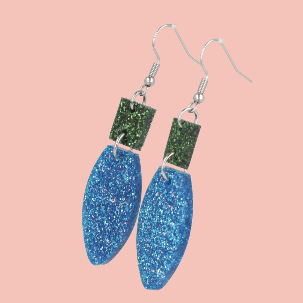 Vintage Blue Christmas Lights Earrings - Sour Cherry