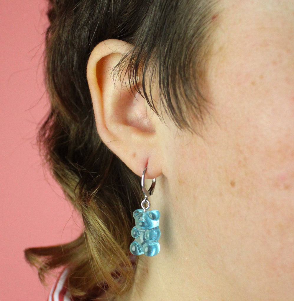 Blueberry Gummy Bear Earrings - Sour Cherry