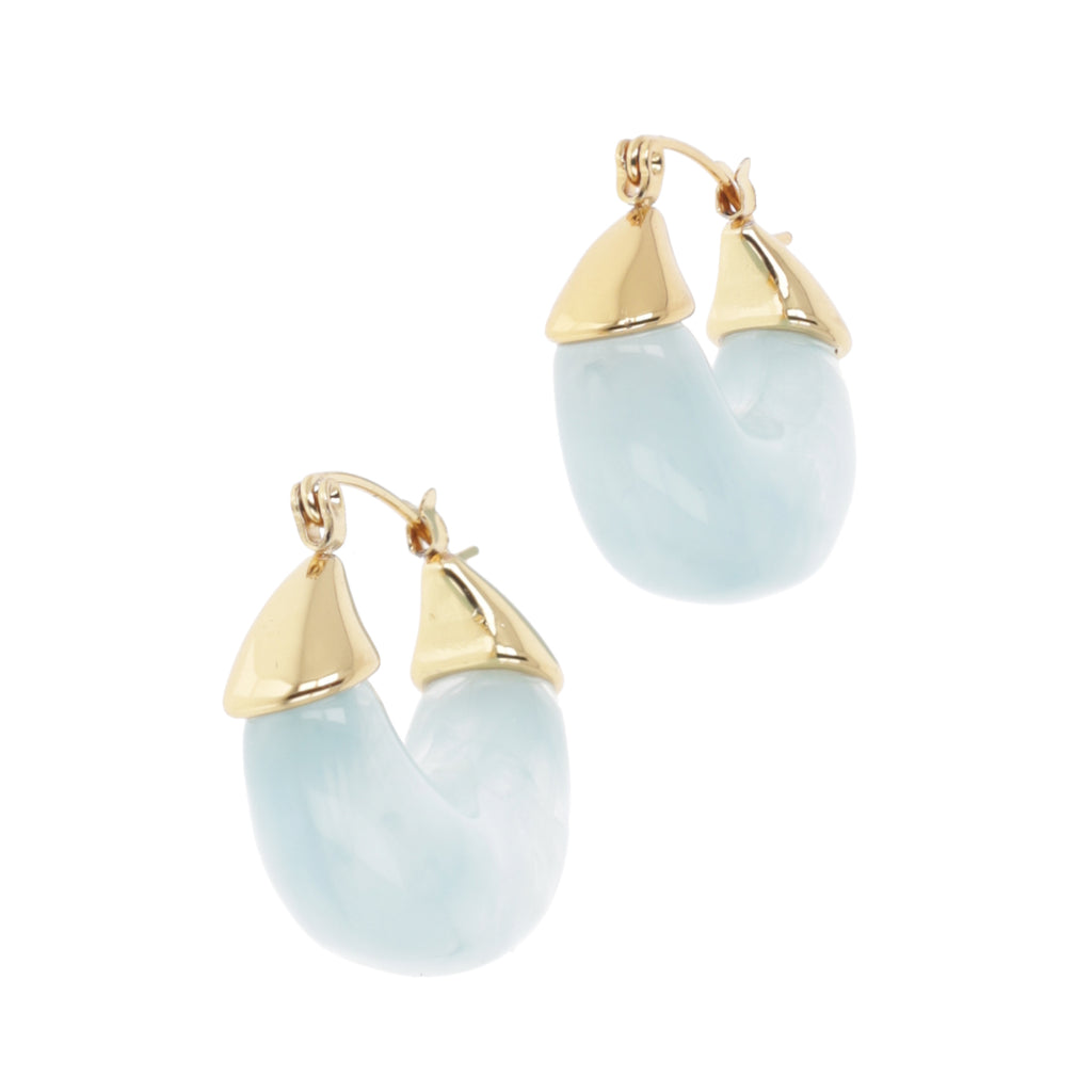 Blue Marble Hoop Earrings - Sour Cherry