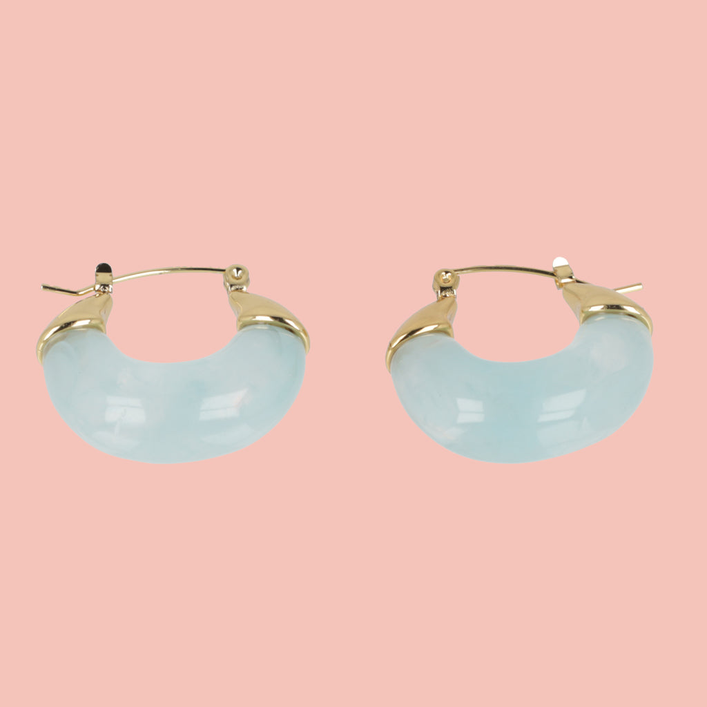 Blue Marble Hoop Earrings - Sour Cherry