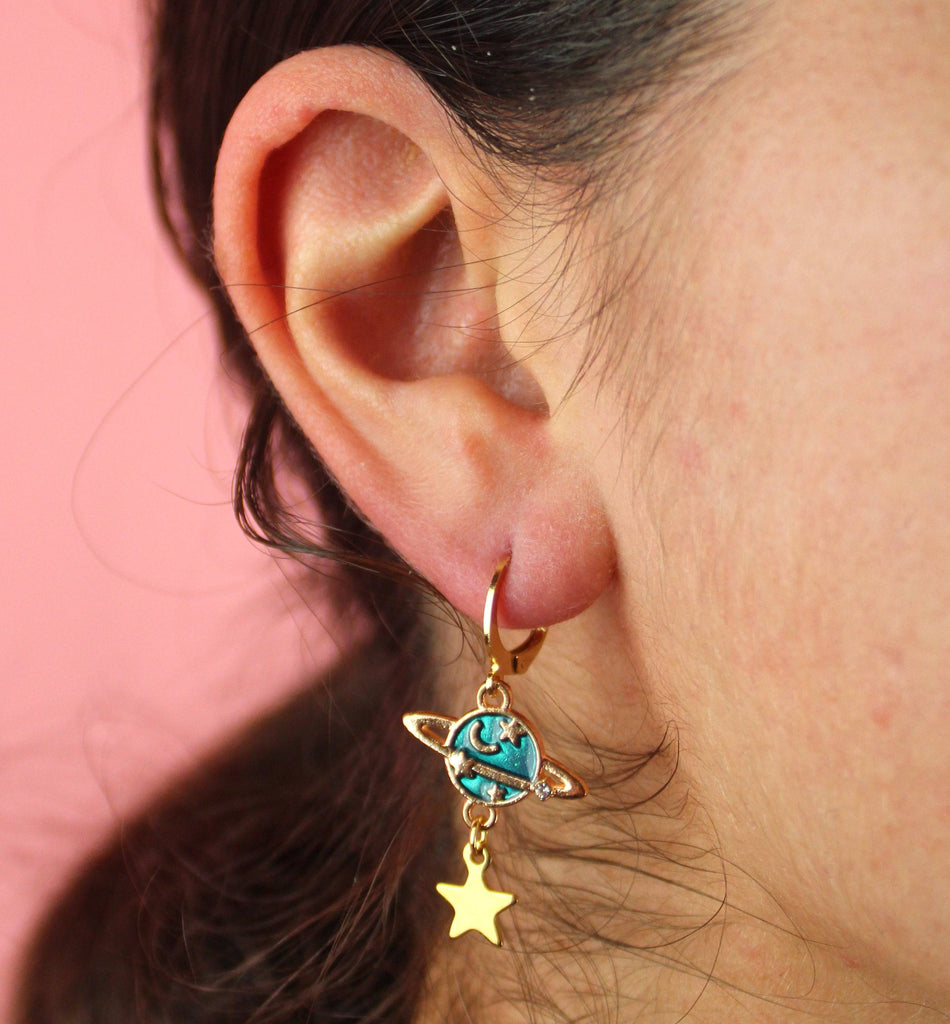 Blue Milky Way Hoop Earrings - Sour Cherry