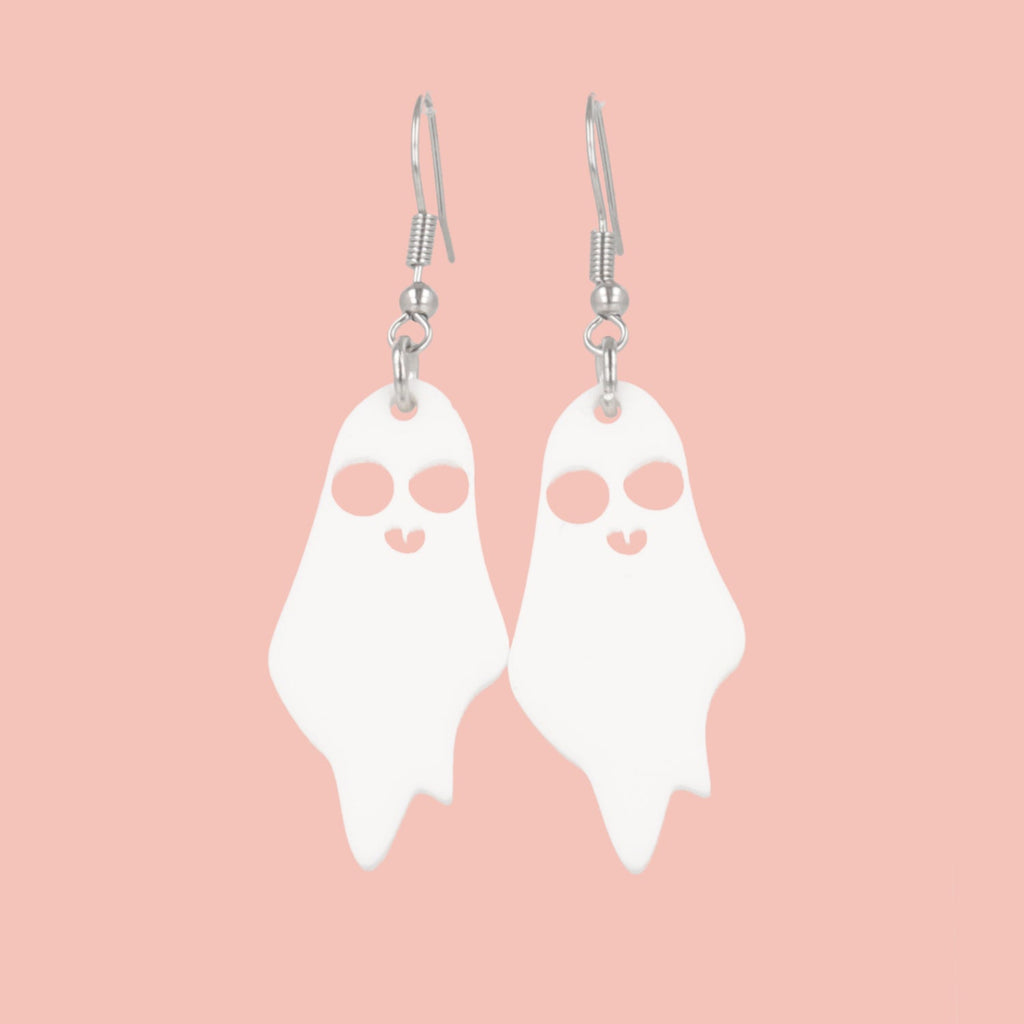 Boo You Whore White Ghost Earrings - Sour Cherry