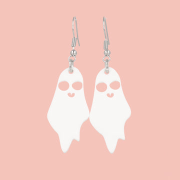 Boo You Whore White Ghost Earrings - Sour Cherry