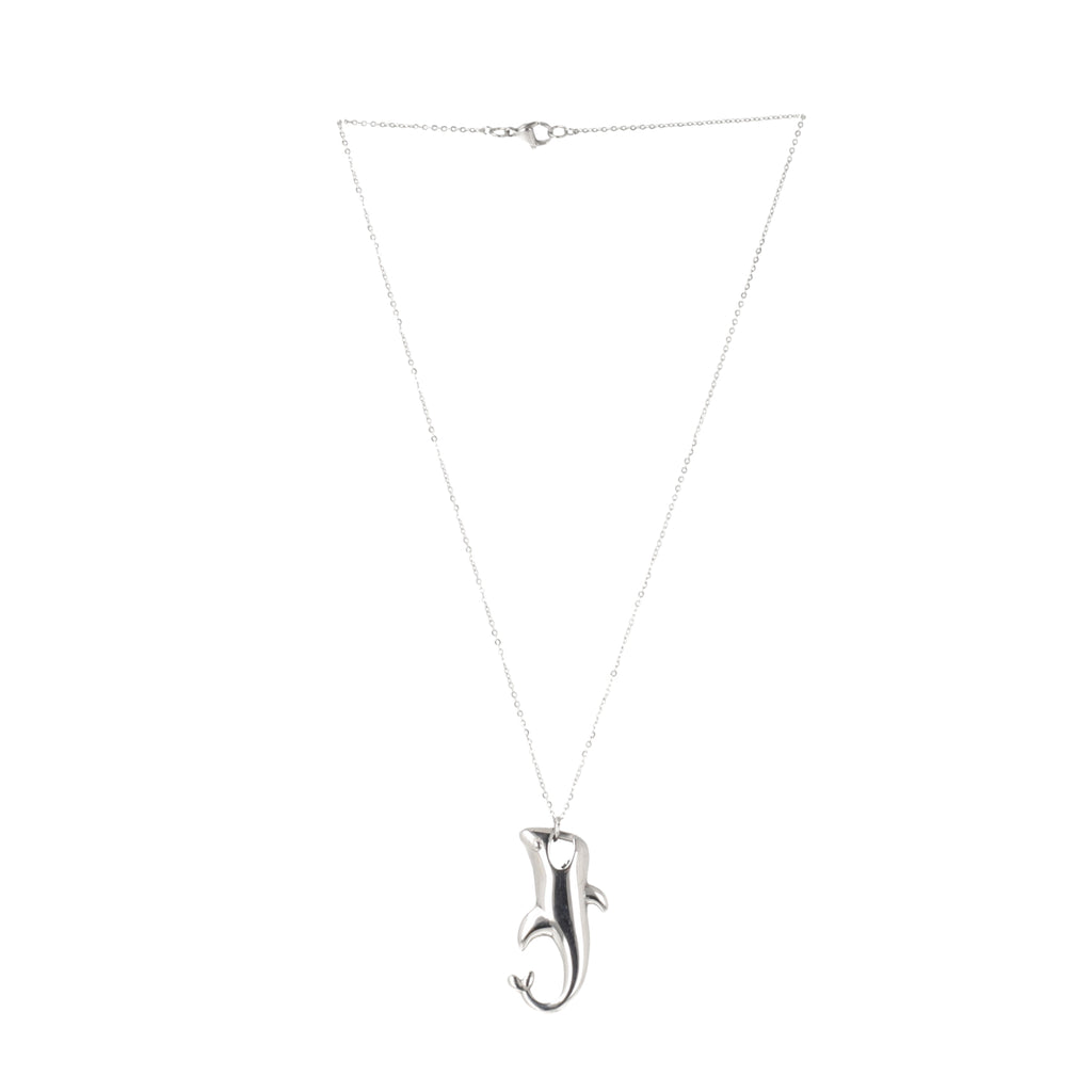 Stainless steel chain with a base metal shark pendant