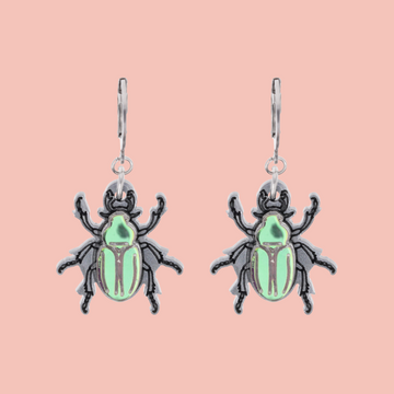 Jewel Summer Beetle Huggie Hoop Earrings - Sour Cherry
