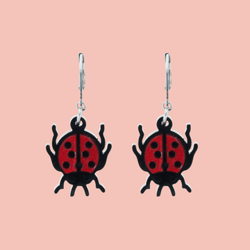 Dotty For You Ladybird Huggie Hoop Earrings - Shimmer Red - Sour Cherry