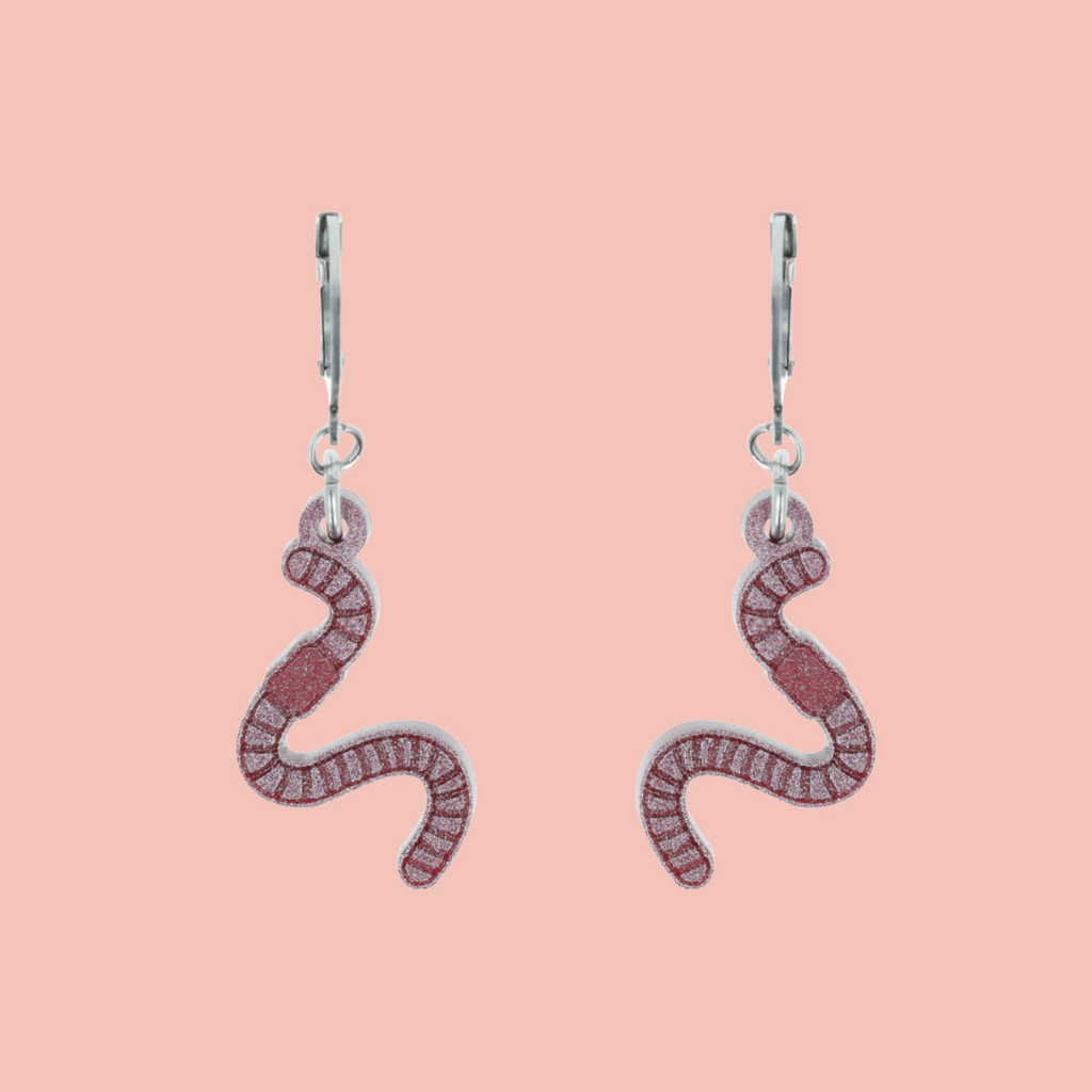 Do The Worm Huggie Hoop Earrings - Sour Cherry