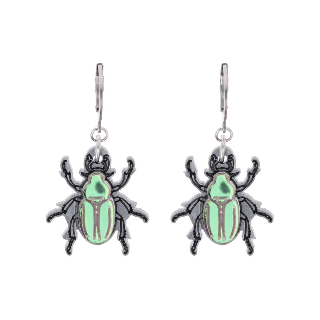 Jewel Summer Beetle Huggie Hoop Earrings - Sour Cherry