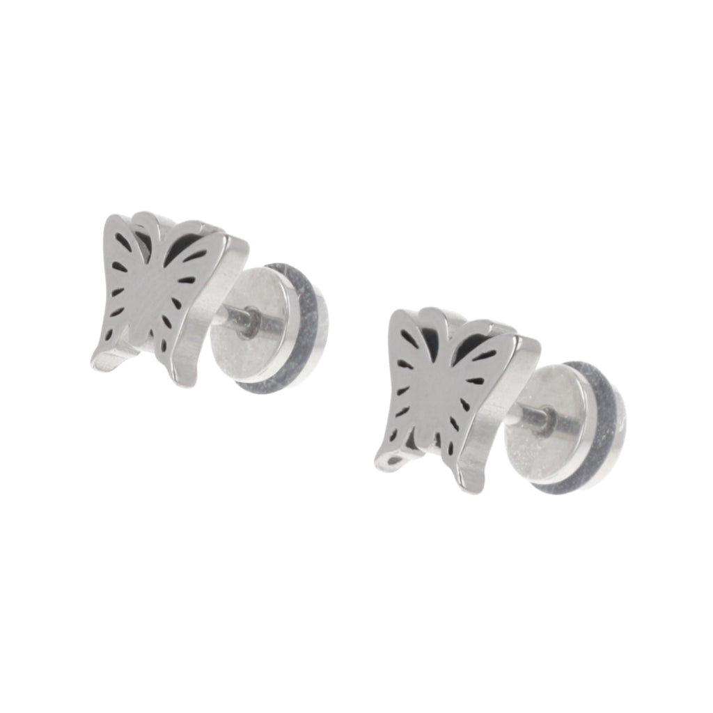 Butterfly Screw On Stud Earrings - Sour Cherry
