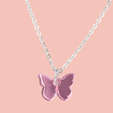 You're my Butterfly, Sugar Baby Necklace (Pink Mirror) - Sour Cherry
