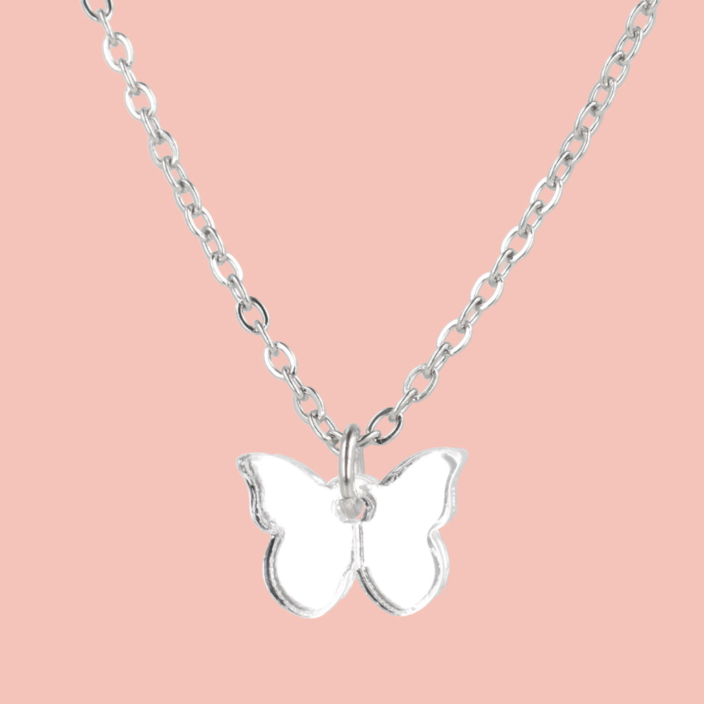 You're my Butterfly, Sugar Baby Necklace (Silver Mirror) - Sour Cherry