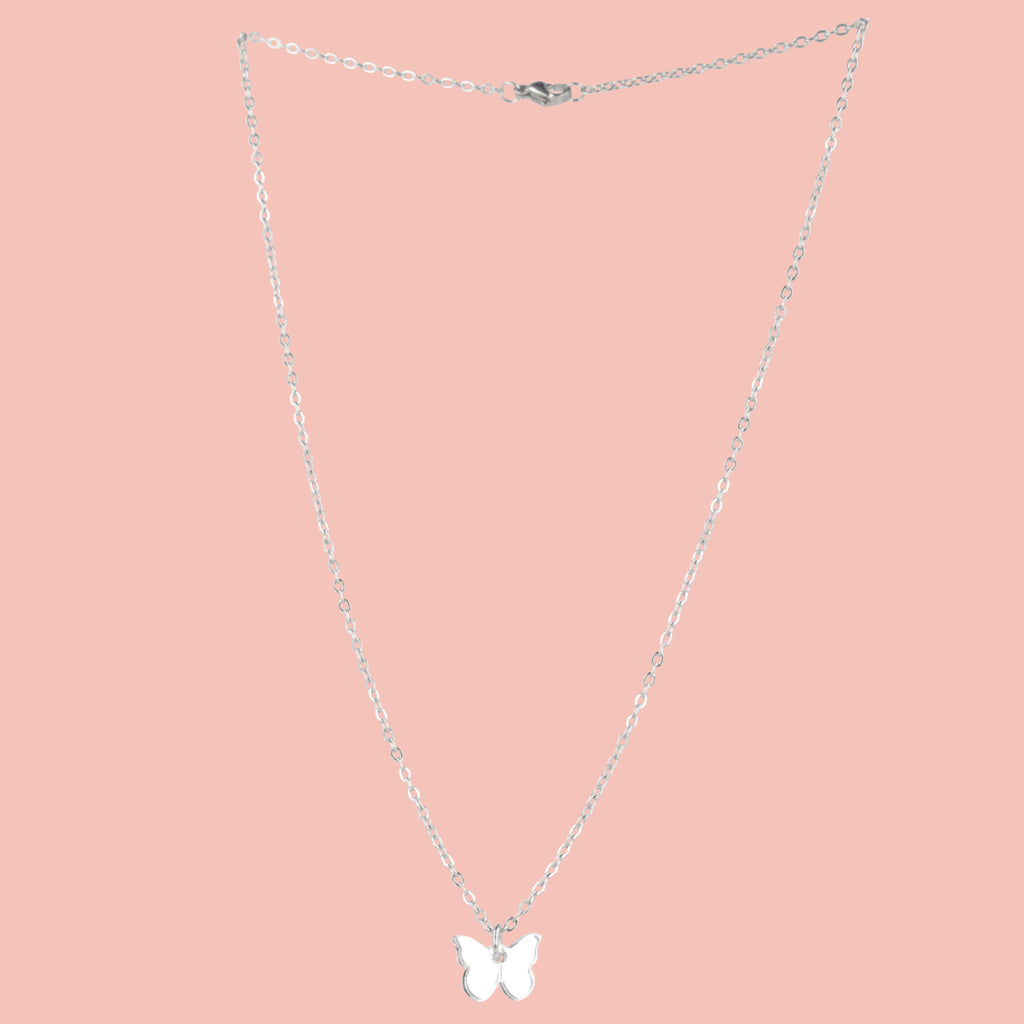 You're my Butterfly, Sugar Baby Necklace (Silver Mirror) - Sour Cherry