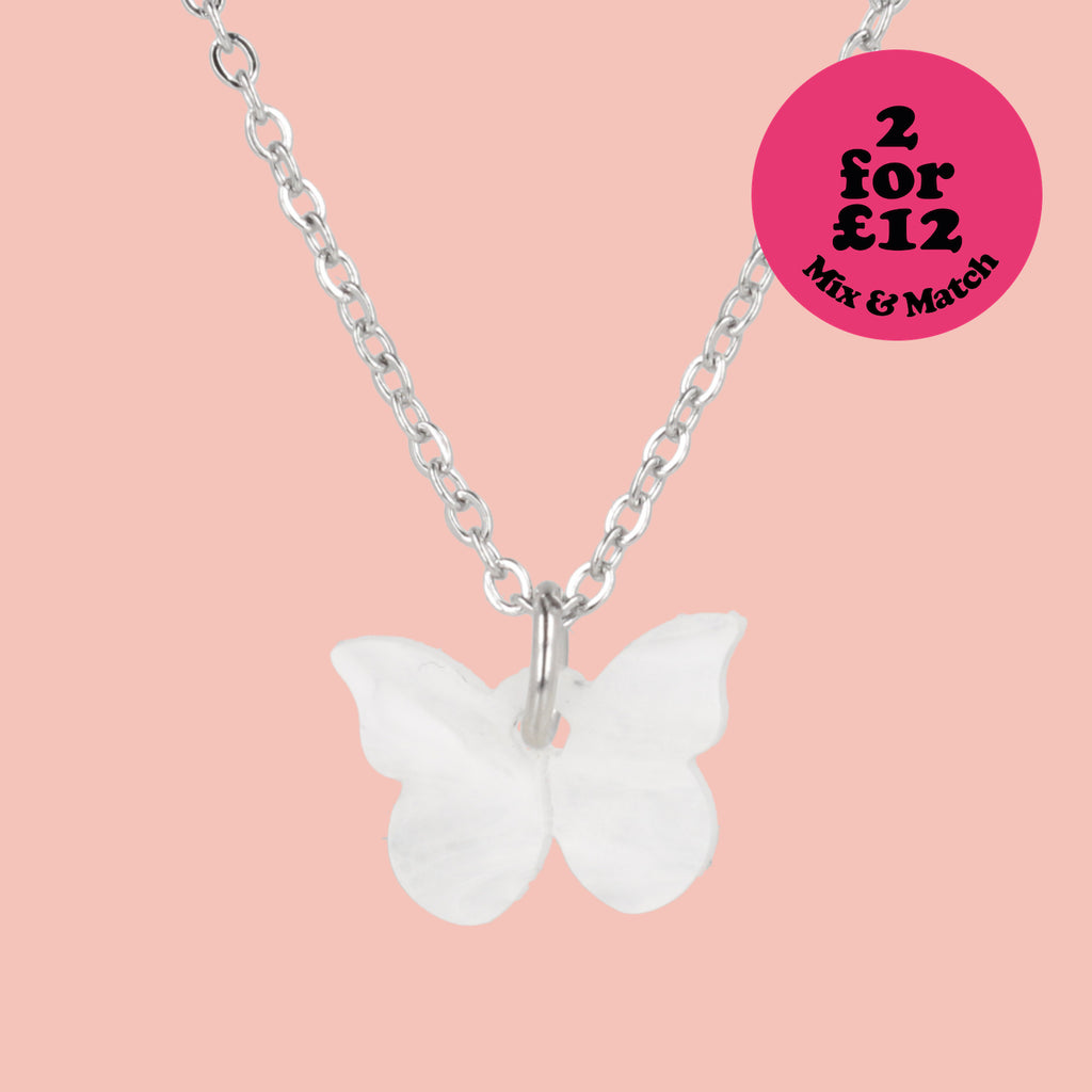 You're My Butterfly, Sugar Baby Necklace (White Marble) - Sour Cherry