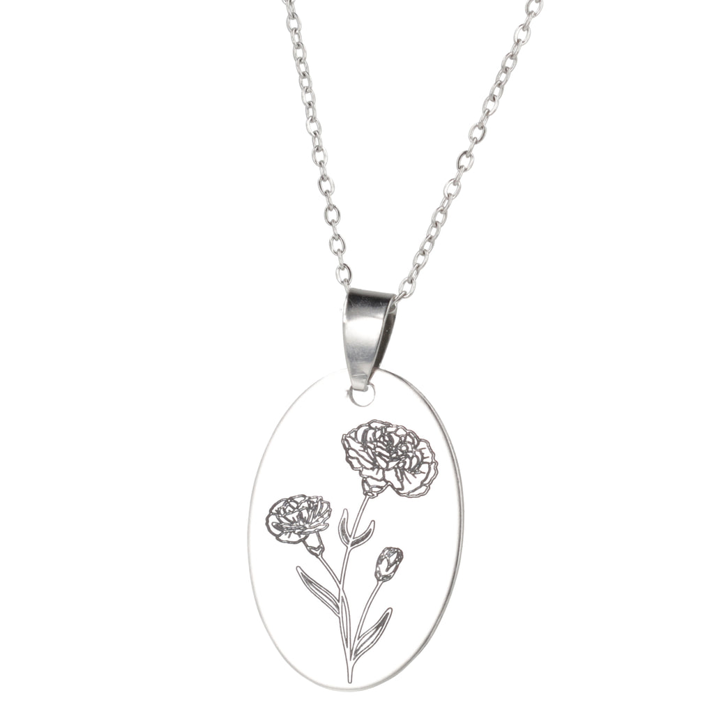 January Birth Flower Necklace - Carnation - Sour Cherry