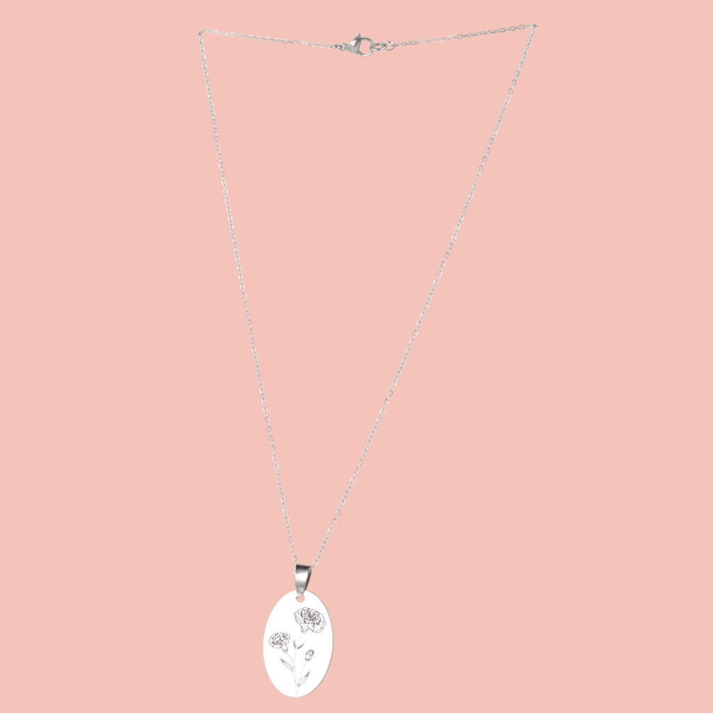January Birth Flower Necklace - Carnation - Sour Cherry