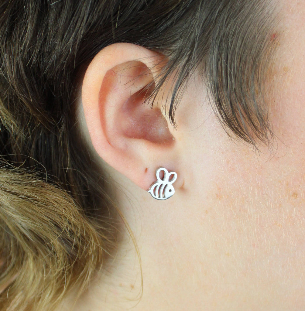 Cartoon Bee Stud Earrings (Stainless Steel) - Sour Cherry