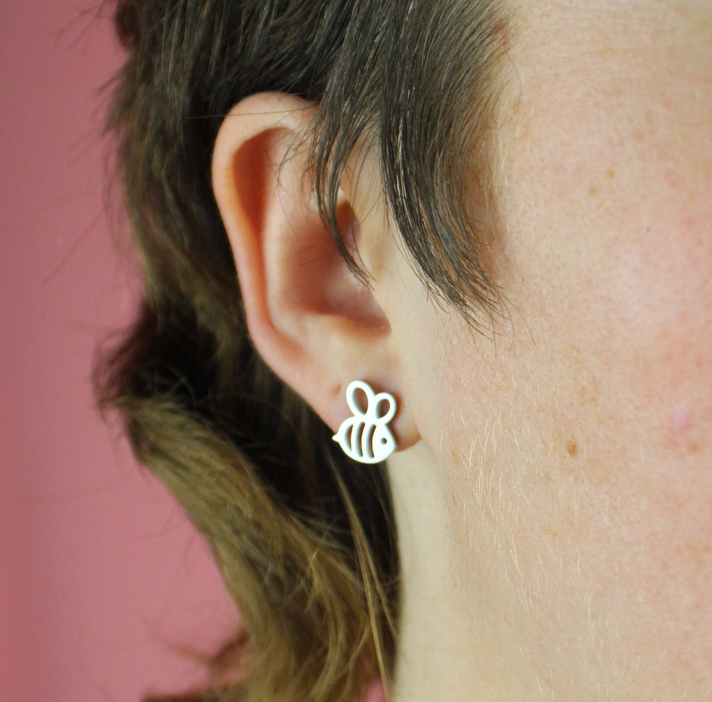 Cartoon Bee Stud Earrings (Stainless Steel) - Sour Cherry