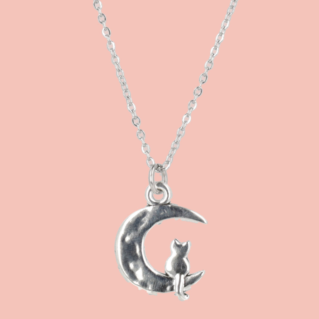 Cat On The Moon Necklace - Sour Cherry