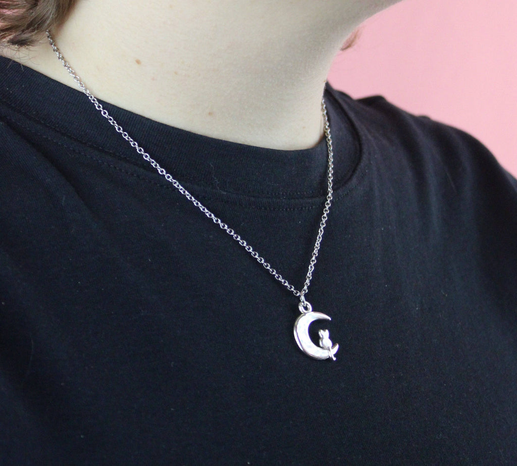 Cat On The Moon Necklace - Sour Cherry