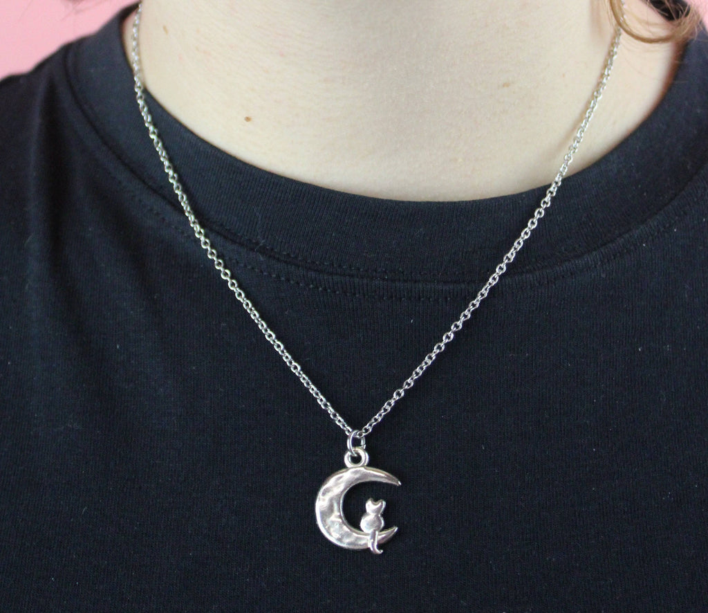 Cat On The Moon Necklace - Sour Cherry