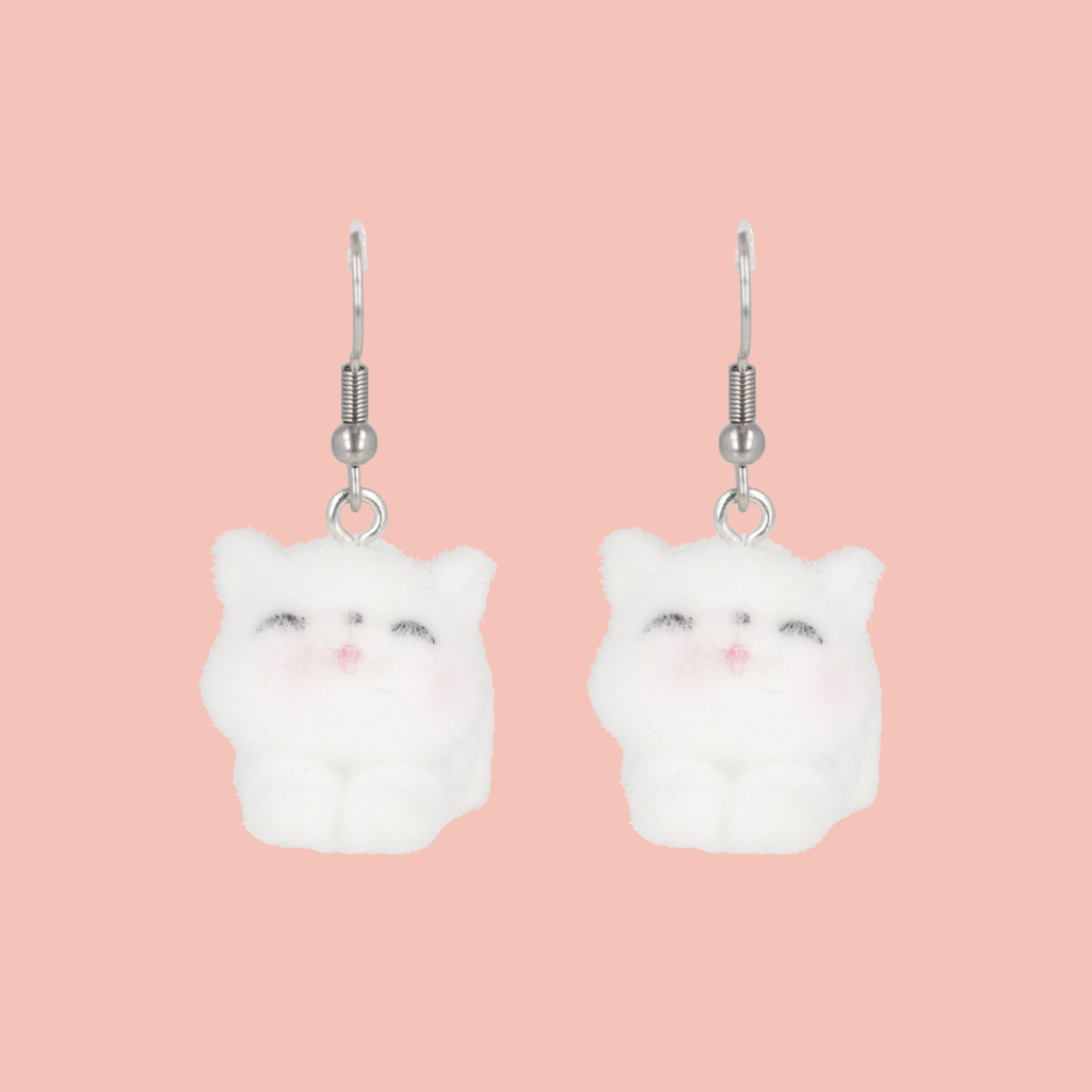 Check Meow-t Cat Earrings - Sour Cherry
