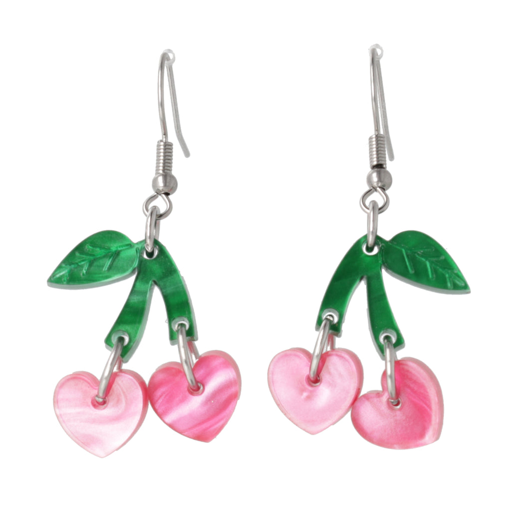 Cherry Love Earrings (Pink Marble) - Sour Cherry
