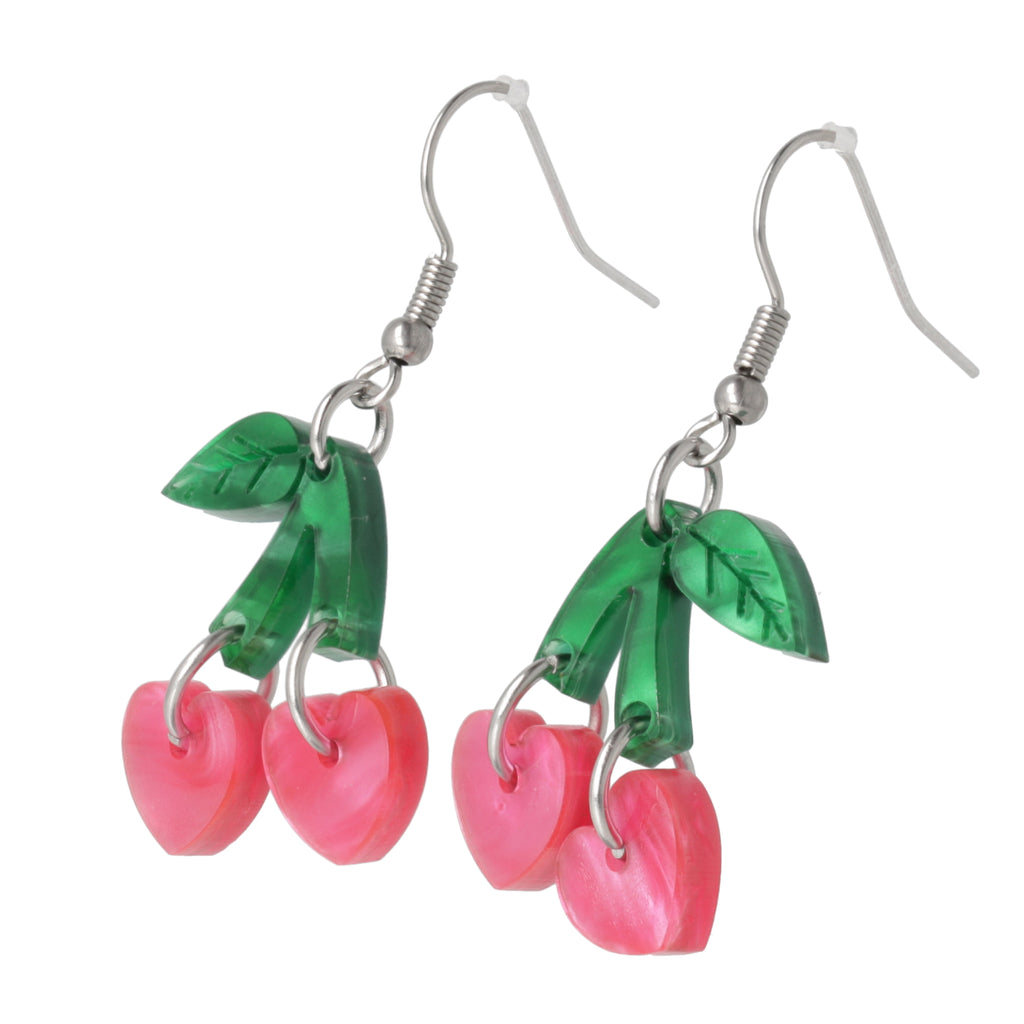 Cherry Love Earrings (Pink Marble) - Sour Cherry