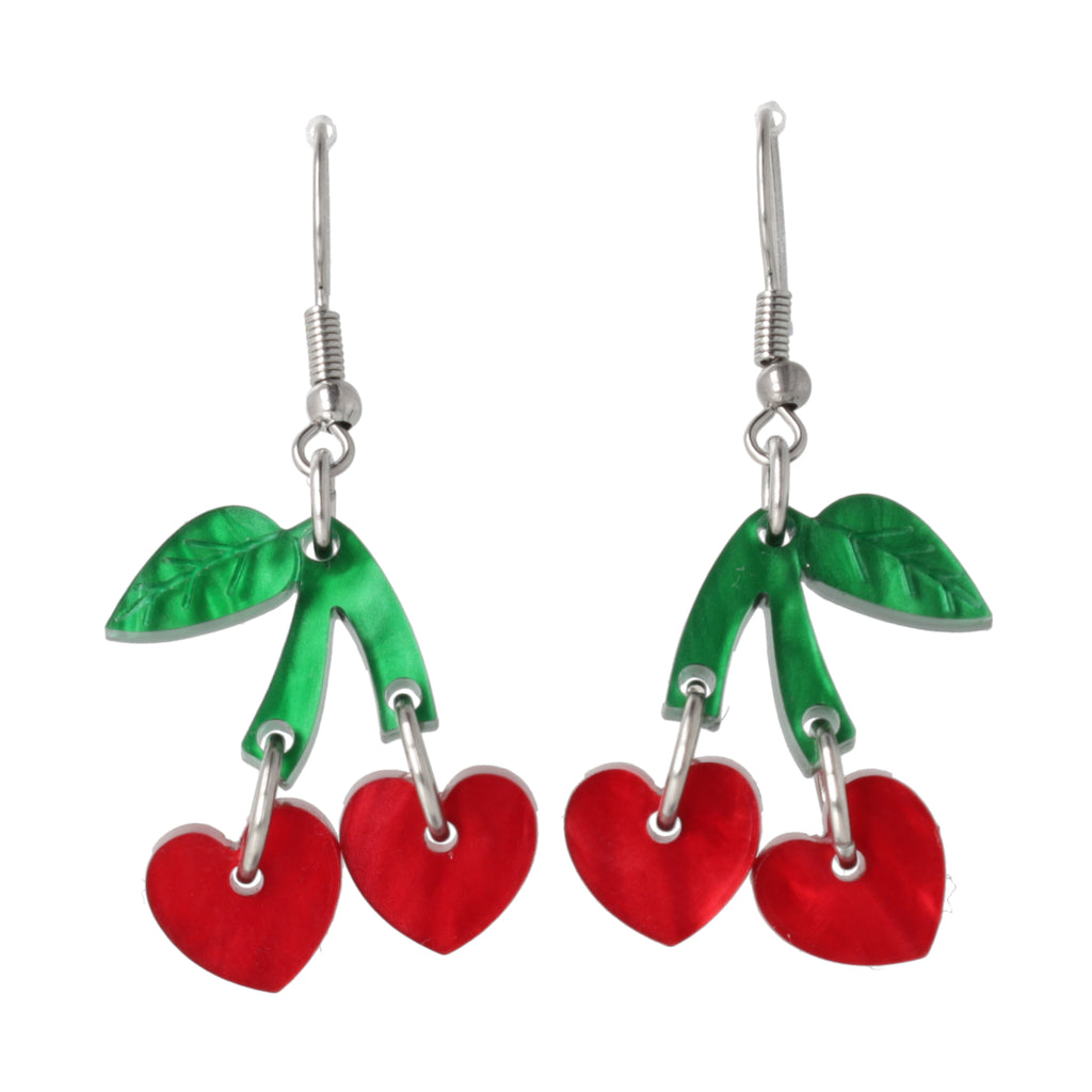 Cherry Love Earrings (Red Marble) - Sour Cherry