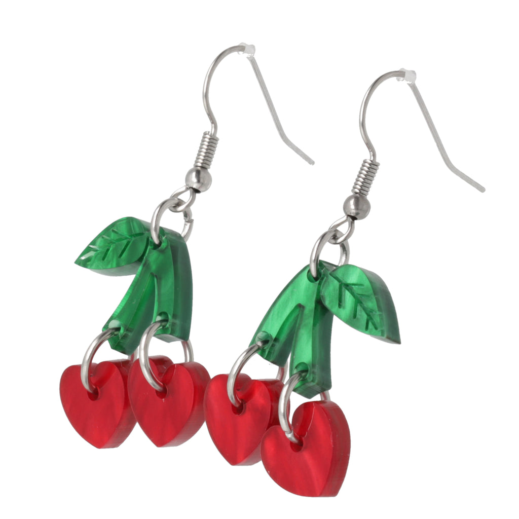 Cherry Love Earrings (Red Marble) - Sour Cherry