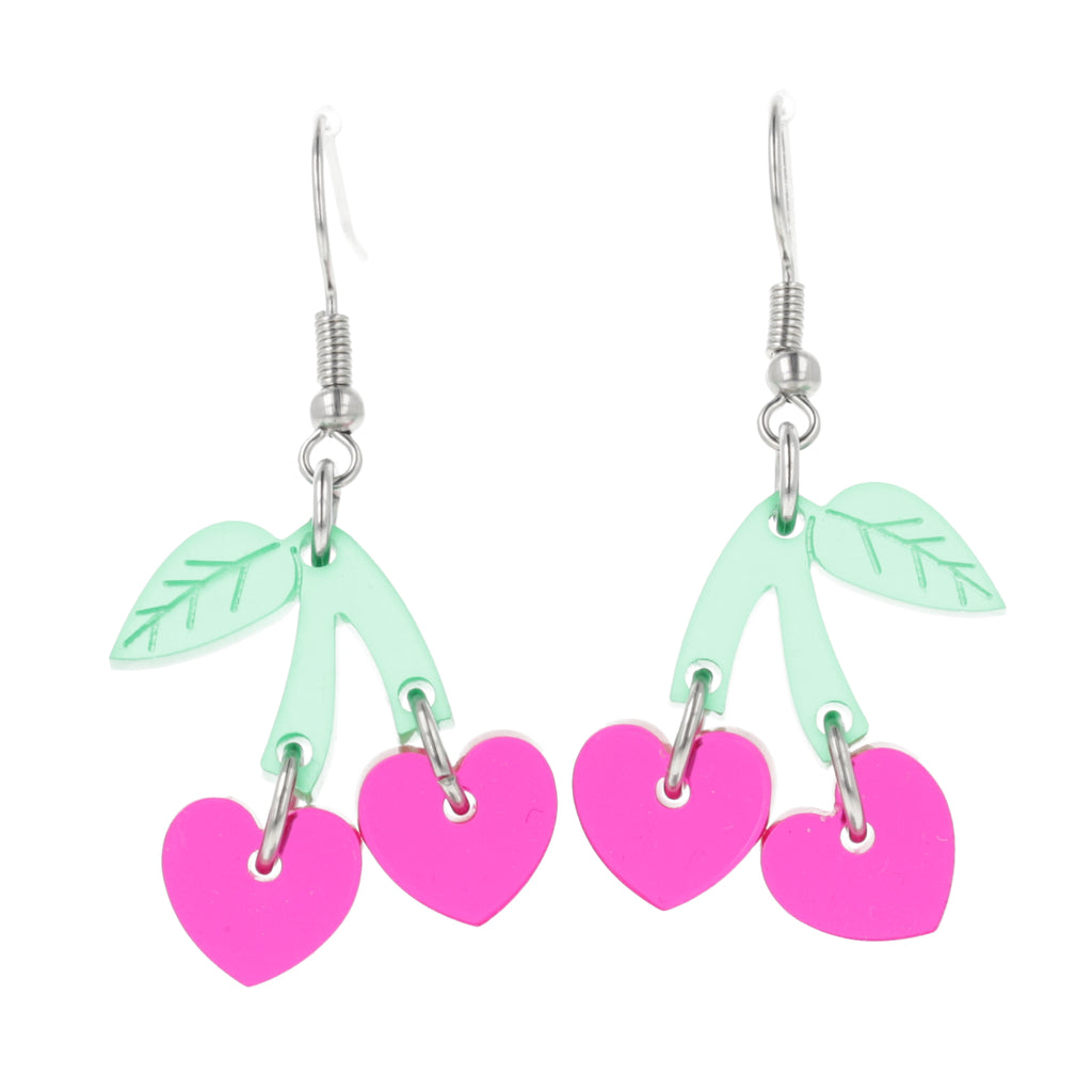 Cherry Love Earrings (Transparent Pink) - Sour Cherry