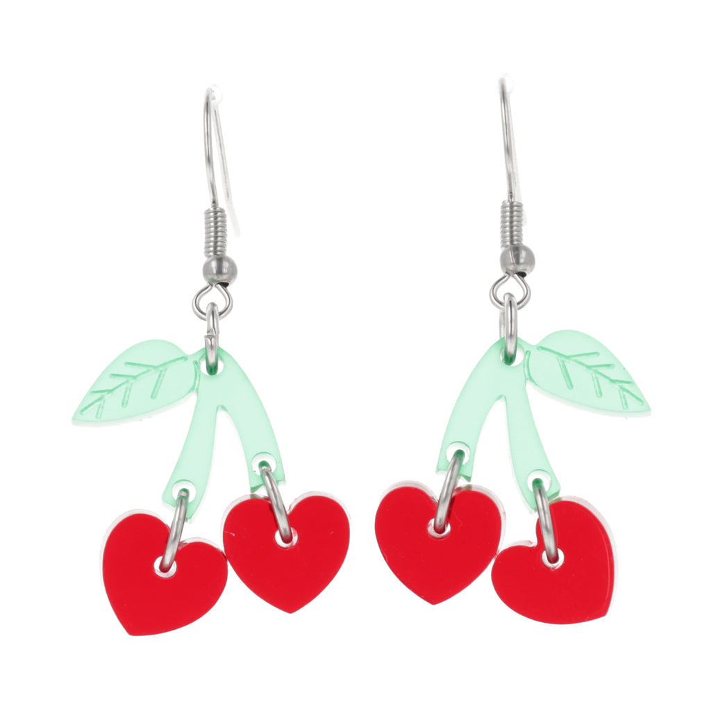 Cherry Love Earrings (Transparent Red) - Sour Cherry