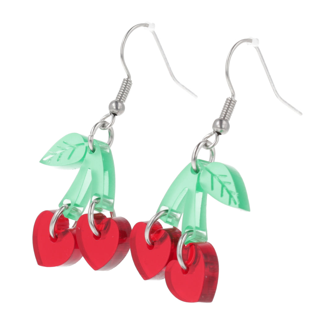 Cherry Love Earrings (Transparent Red) - Sour Cherry