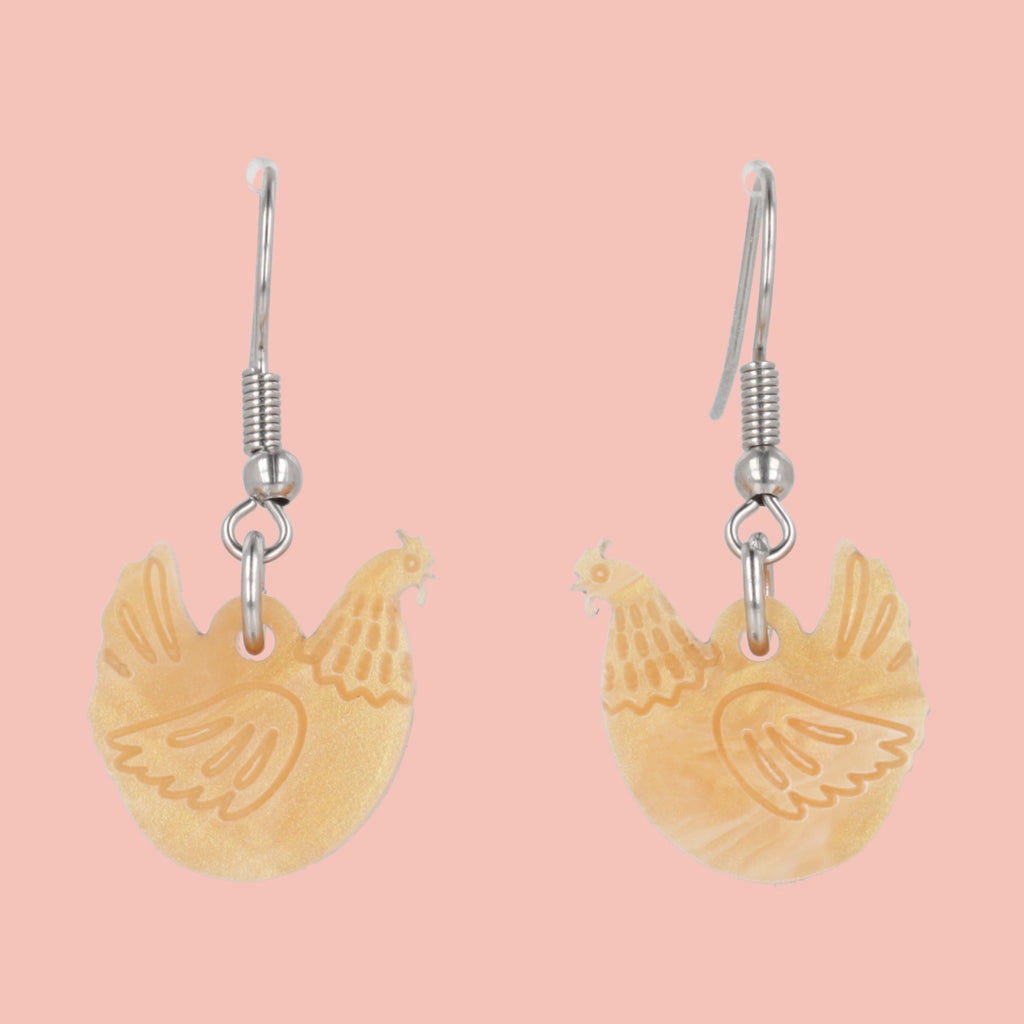 U OK Hen? Chicken Earrings - Sour Cherry