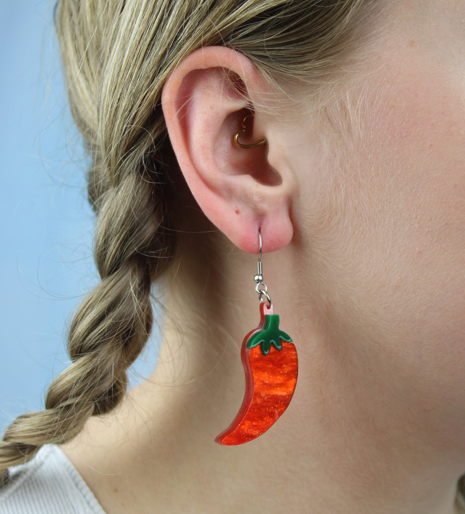 Insanity Chili Pepper Earrings - Sour Cherry