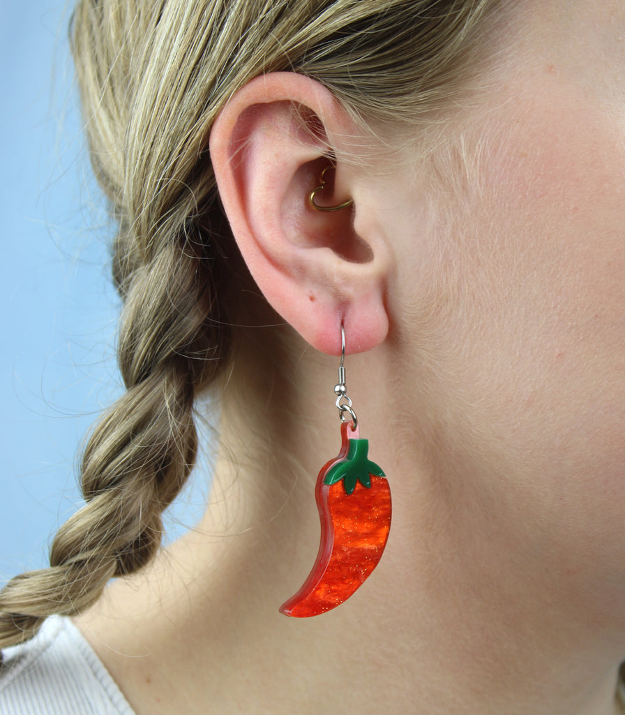 Insanity Chili Pepper Earrings - Sour Cherry