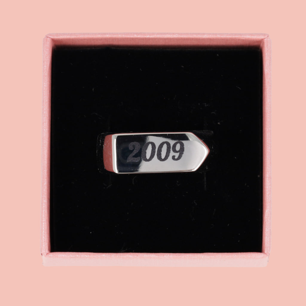 Chunky Customisable Birth Year Ring - Sour Cherry