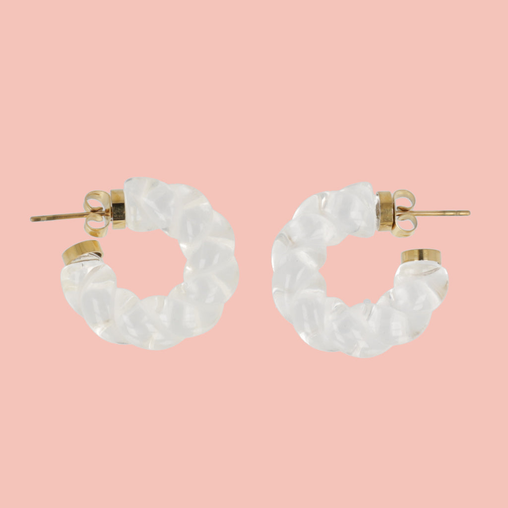 Clear Twist Hoop Earrings - Sour Cherry