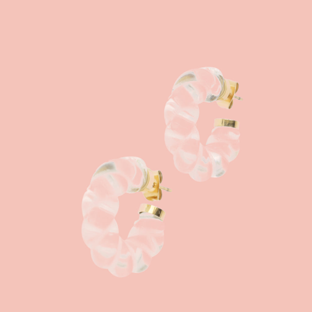 Clear Twist Hoop Earrings - Sour Cherry