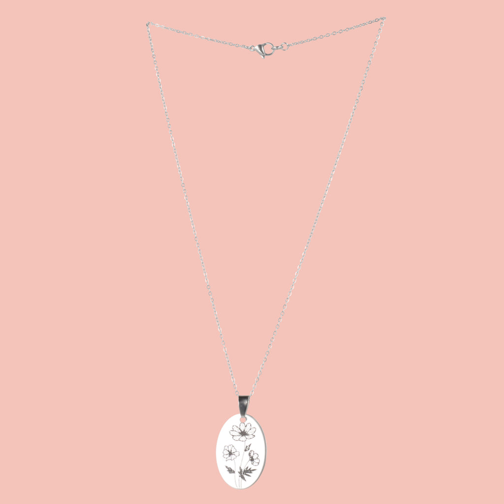 October Birth Flower Necklace - Cosmos - Sour Cherry