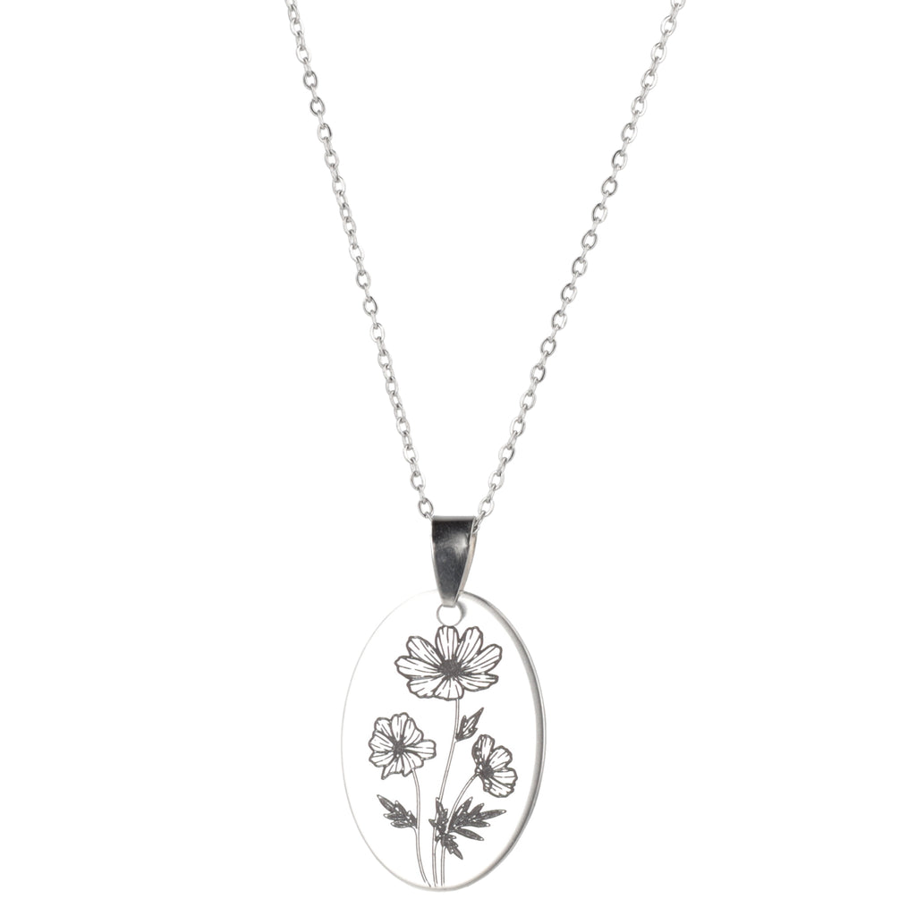 October Birth Flower Necklace - Cosmos - Sour Cherry