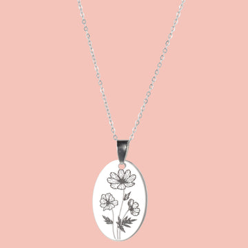 October Birth Flower Necklace - Cosmos - Sour Cherry