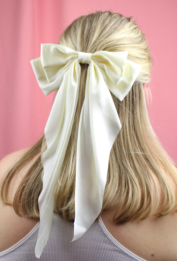 The Bigger The Bow Hair Clip - Cream - Sour Cherry