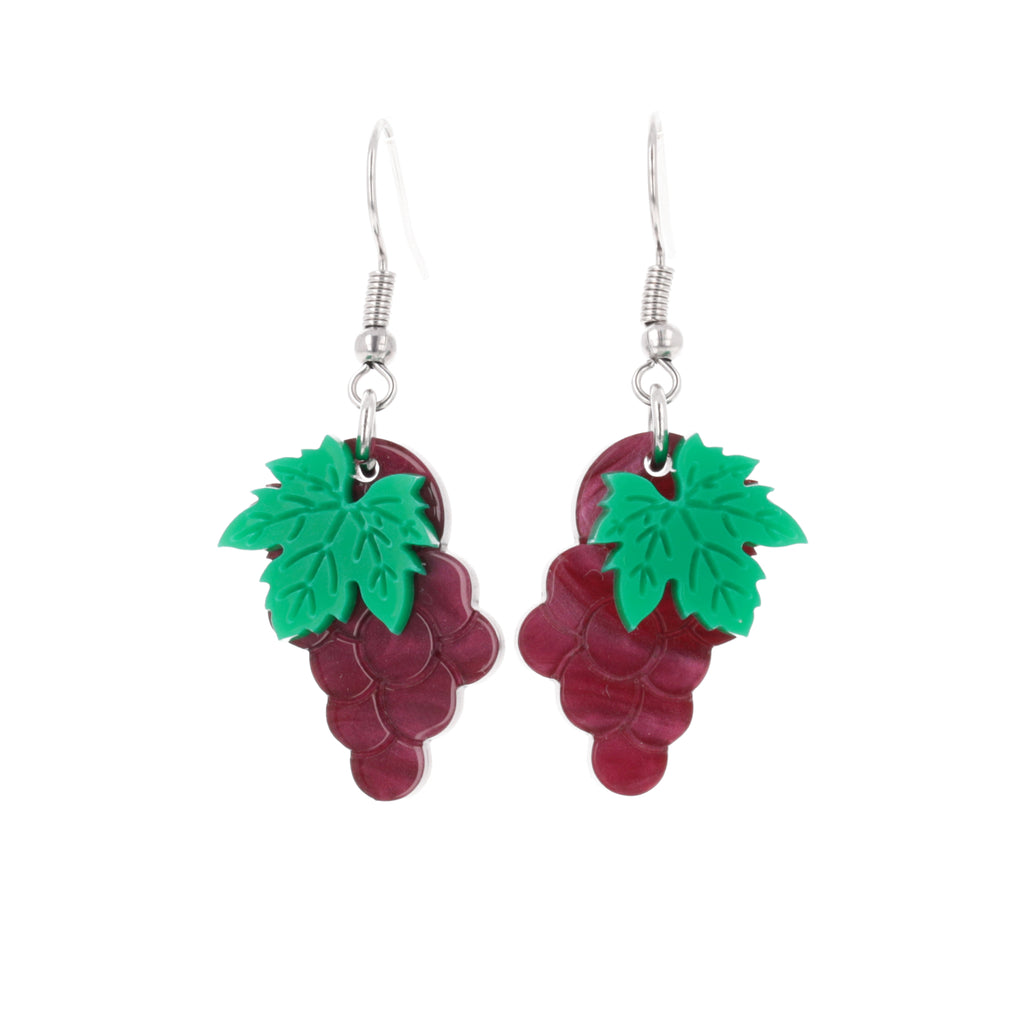 Purple Grapes Earrings (Marble) - Sour Cherry