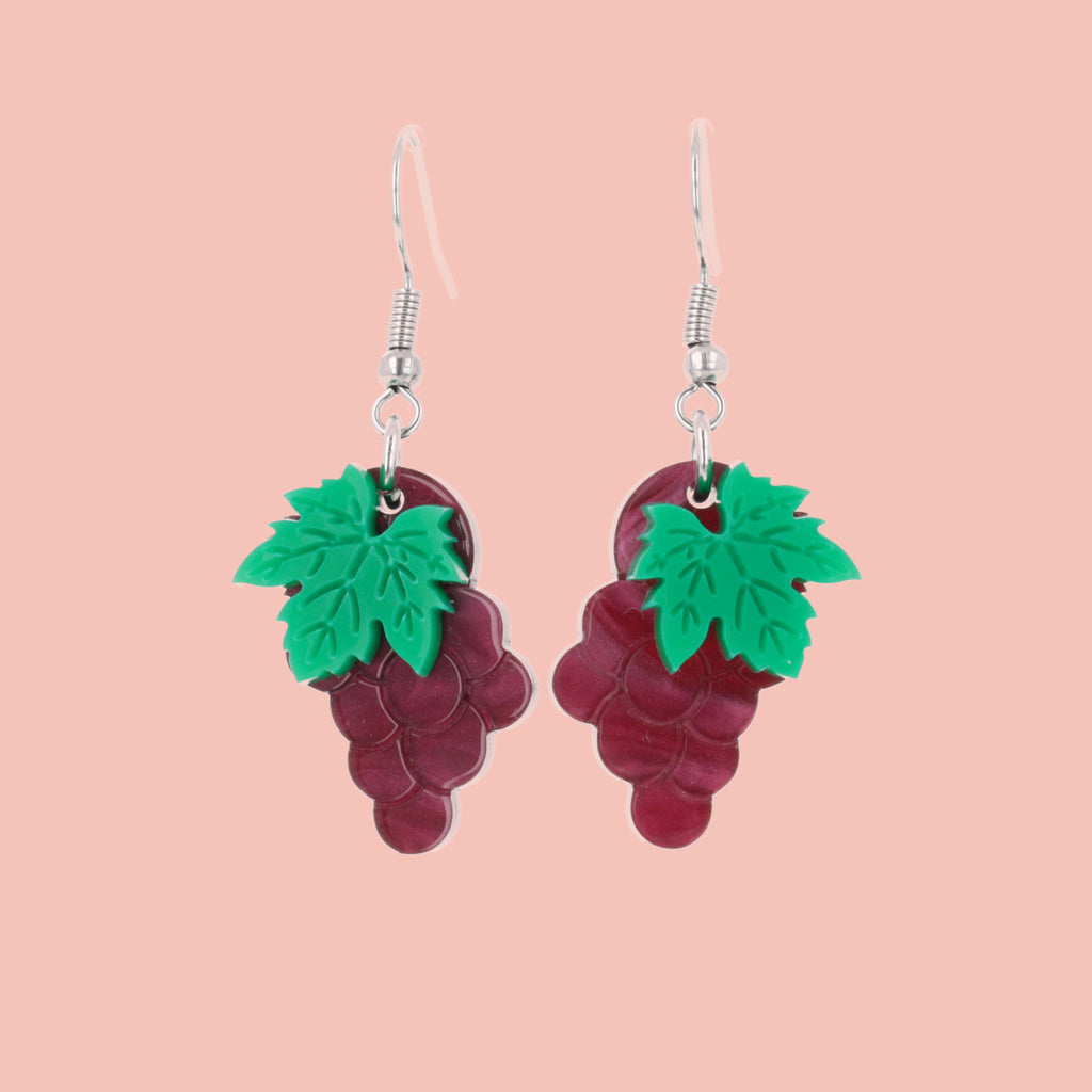 Purple Grapes Earrings (Marble) - Sour Cherry