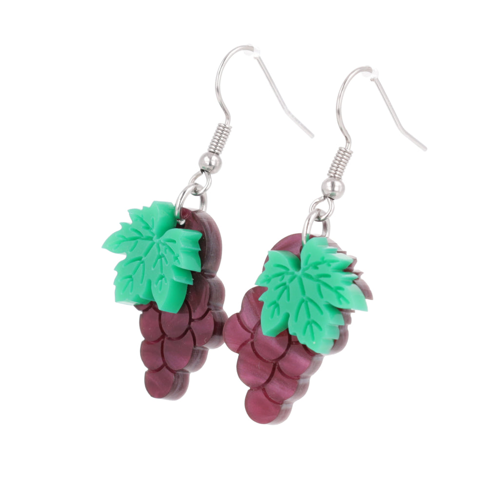Purple Grapes Earrings (Marble) - Sour Cherry