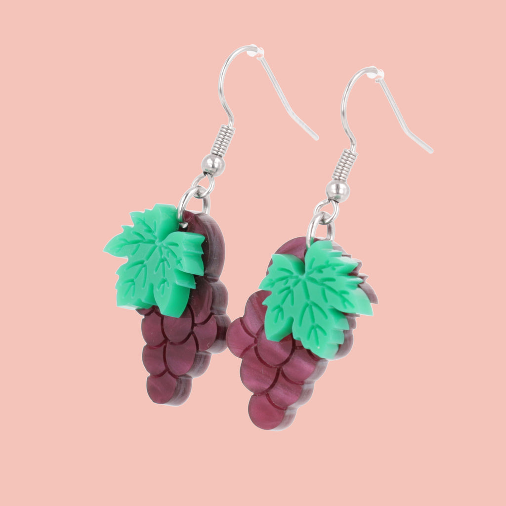 Purple Grapes Earrings (Marble) - Sour Cherry