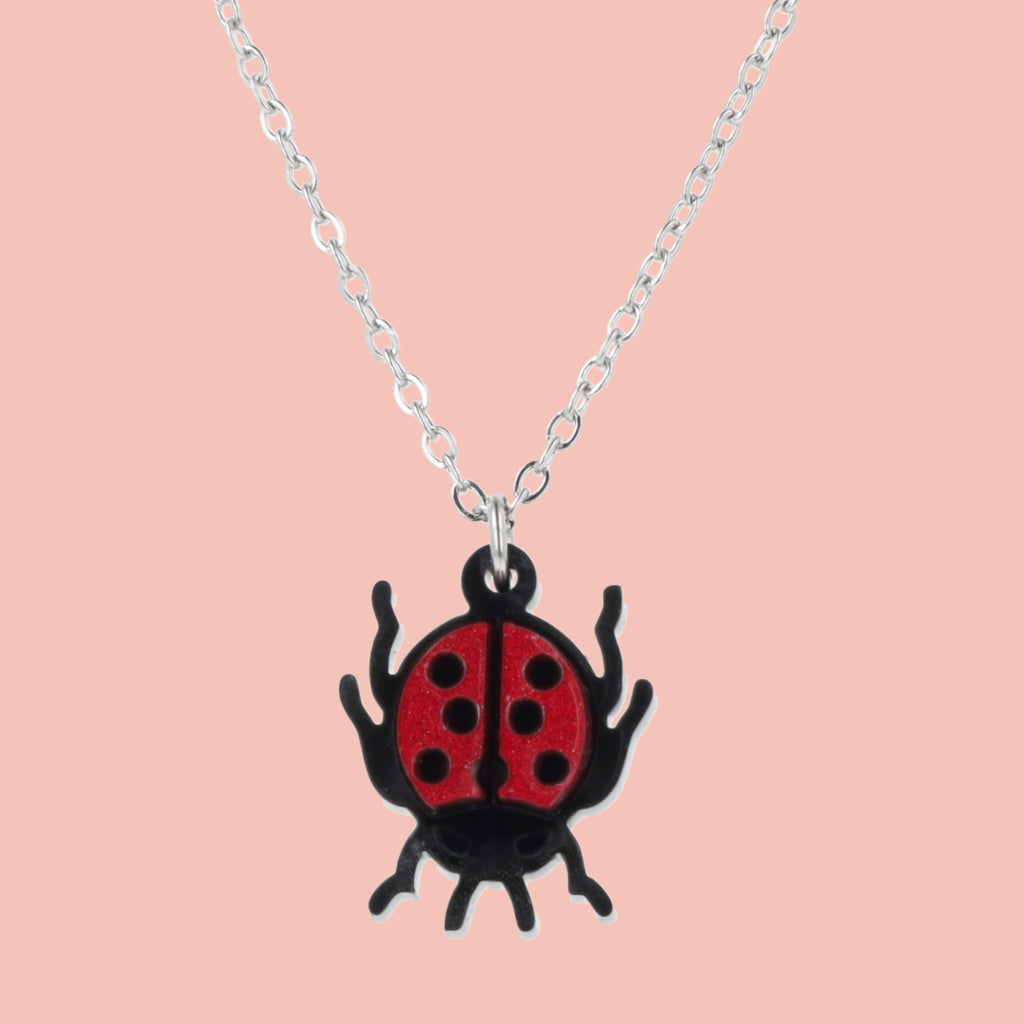 Dotty For You Ladybird Necklace - Shimmer Red - Sour Cherry
