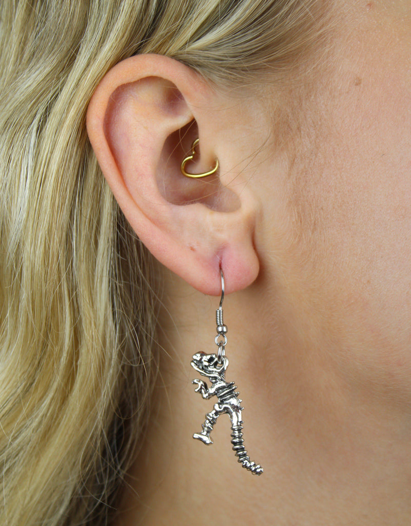 T-Rex Dinosaur Skeleton Earrings - Sour Cherry